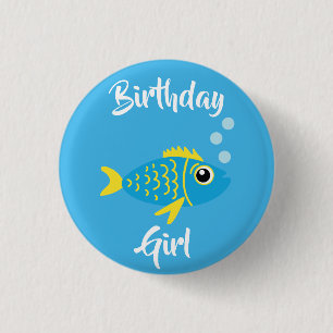 Badge Rond 2,50 Cm Poisson Mer Océan Anniversaire Enfant Aquarium