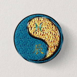 Badge Rond 2,50 Cm Poissons & Dragon de Feu