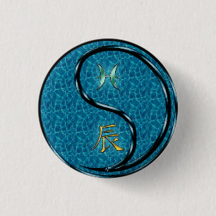 Badge Rond 2,50 Cm Poissons & Dragon d'eau