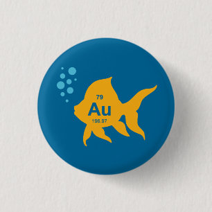 Badge Rond 2,50 Cm Poissons élémentaires d'or de Tableau périodique