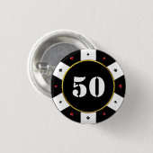 Badge Rond 2,50 Cm Poker Chip 50e fête d'anniversaire (Devant & derrière)