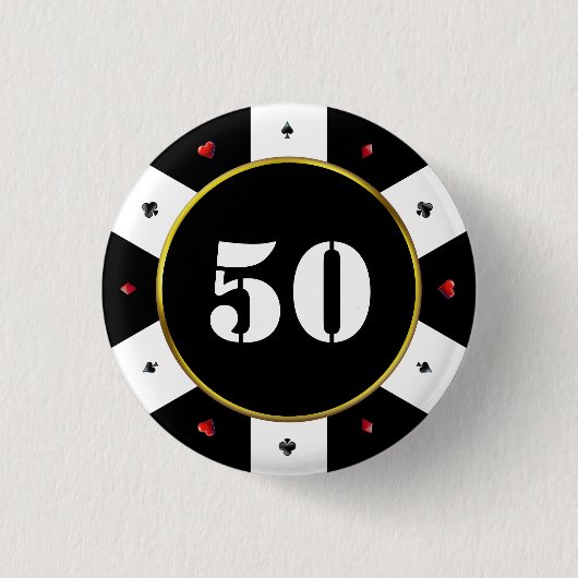 Badge Rond 2,50 Cm Poker Chip 50e fête d'anniversaire (Devant)