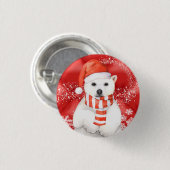 Badge Rond 2,50 Cm polaire en a santa cap - snowflaw white (Devant & derrière)