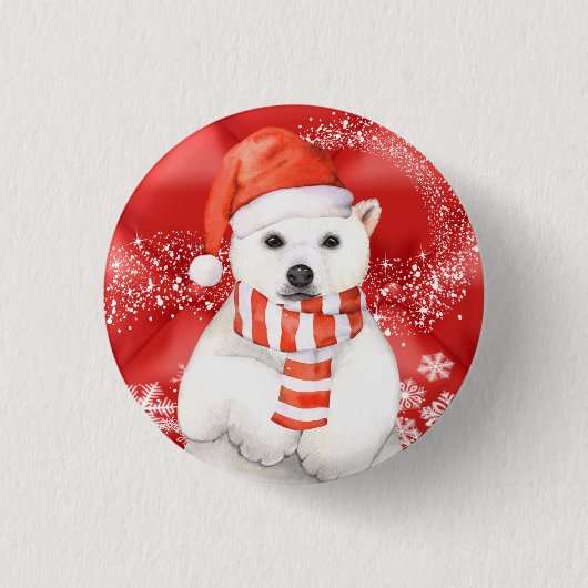 Badge Rond 2,50 Cm polaire en a santa cap - snowflaw white (Devant)