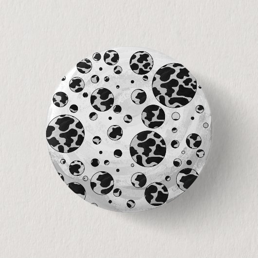 Badge Rond 2,50 Cm Polka Dot Vache noir et blanc (Devant)