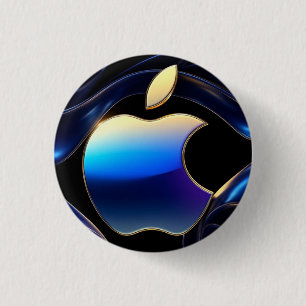 Badge Rond 2,50 Cm 🍎 Pomme Glam Statement en Or Liquide ✨