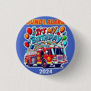 Badge Rond 2,50 Cm Pompier Anniversaire Son Alarme Pompier