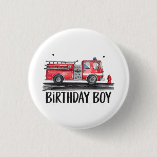 Badge Rond 2,50 Cm Pompier Camion L'anniversaire de la famille des ga