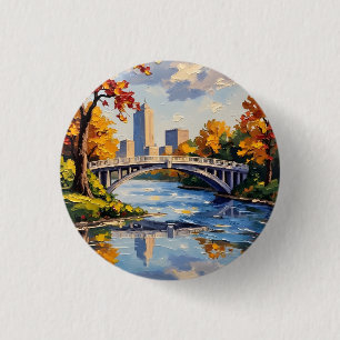 Badge Rond 2,50 Cm Pont blanc d'Indianapolis sur la rivière White
