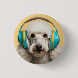 Badge Rond 2,50 Cm Poodé avec casque