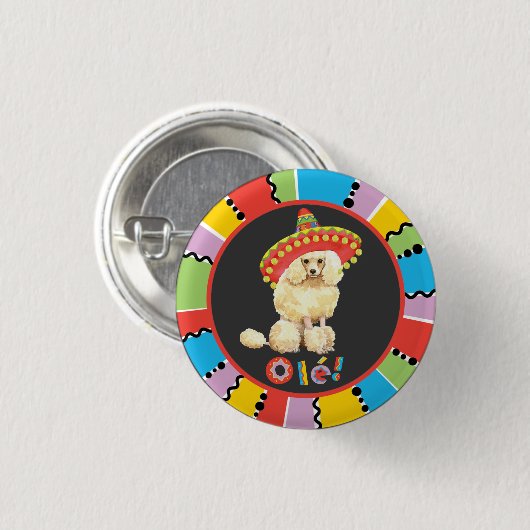Badge Rond 2,50 Cm Poodle miniature Fiesta (Devant & derrière)