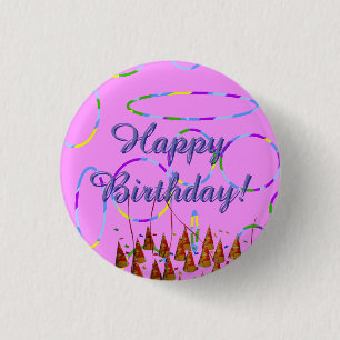 Badge Rond 2,50 Cm Popcorn Anime Festive Joyeux Anniversaire