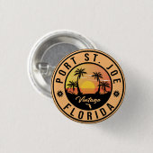 Badge Rond 2,50 Cm Port St Joe Floride Retro Sunset Souvenir (Devant & derrière)