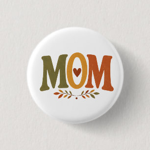 Badge Rond 2,50 Cm Porte-clés Maman Feuilles d'Automne Cœur