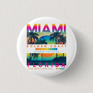 Badge Rond 2,50 Cm Portez des t-shirts Miami Florida Miami Colorful S