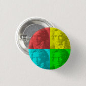 Badge Rond 2,50 Cm Portrait Beethoven En Carré (Devant & derrière)