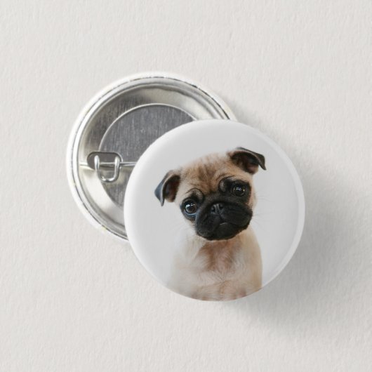 Badge Rond 2,50 Cm Portrait Carlin bébé (Devant & derrière)
