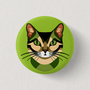 Badge Rond 2,50 Cm Portrait de chat Camouflage