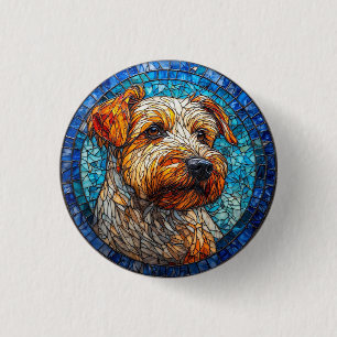 Badge Rond 2,50 Cm Portrait de chien en verre coloré
