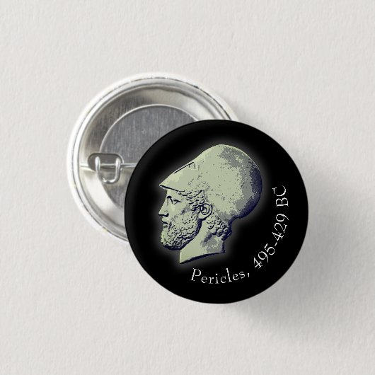 Badge Rond 2,50 Cm Portrait de Pericles (Devant & derrière)