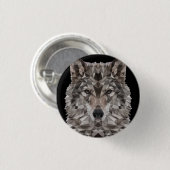 Badge Rond 2,50 Cm Portrait géométrique du loup gris (Devant & derrière)