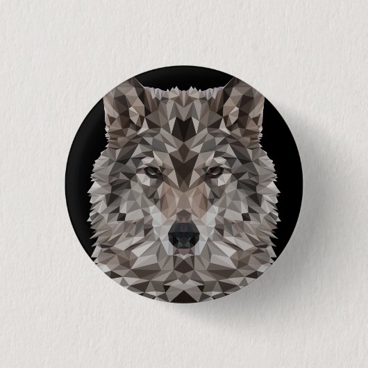 Badge Rond 2,50 Cm Portrait géométrique du loup gris (Devant)