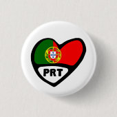Badge Rond 2,50 Cm Portugal Country Code Flag Heart Pin Badge, PRT (Devant)