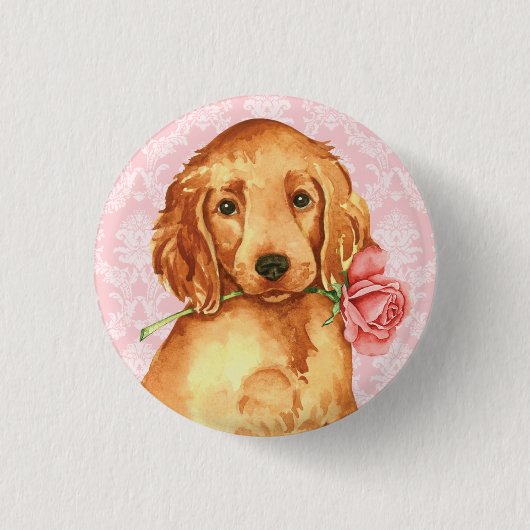 Badge Rond 2,50 Cm Poseur irlandais de rose de Valentine (Devant)