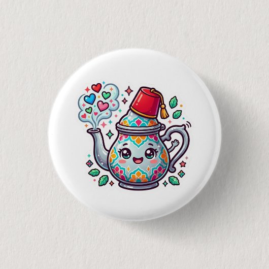 Badge Rond 2,50 Cm Pot à thé Kawaii Moroccan Mint Sticker (Devant)