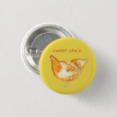 Badge Rond 2,50 Cm Poulets poulets Jaune Chick sucré (Devant & derrière)
