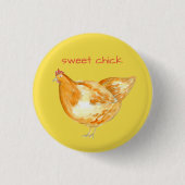 Badge Rond 2,50 Cm Poulets poulets Jaune Chick sucré (Devant)