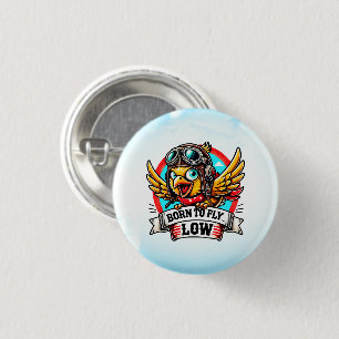 Badge Rond 2,50 Cm Poulette Aviatrice