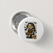 Badge Rond 2,50 Cm Poupée hantée - Dessin d'Halloween (Devant & derrière)