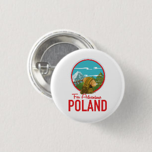 Badge Rond 2,50 Cm Pour Adventure Pologne logo Travel
