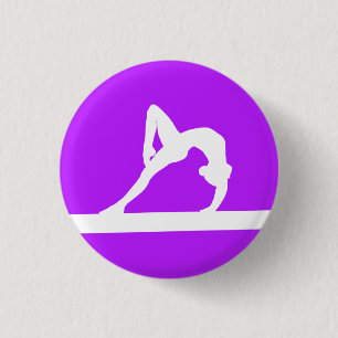 Badge Rond 2,50 Cm Pourpre de bouton de silhouette de gymnaste