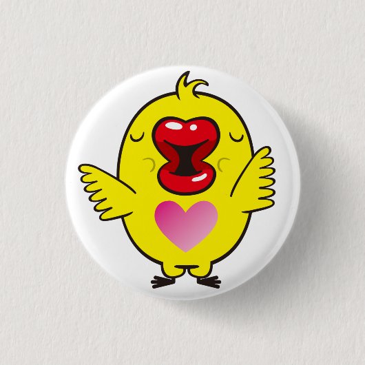 Badge Rond 2,50 Cm poussin embrassant (Devant)