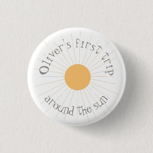 Badge Rond 2,50 Cm Premier voyage autour du soleil Anniversaire boho (Devant)