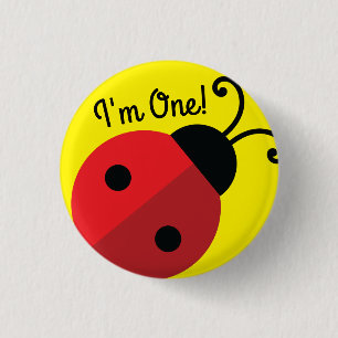 Badge Rond 2,50 Cm Première fête d'anniversaire de Lady Bug Cute Ki