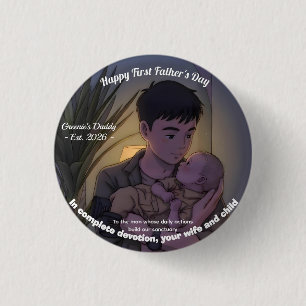 Badge Rond 2,50 Cm Première soirée animée de la fête des pères