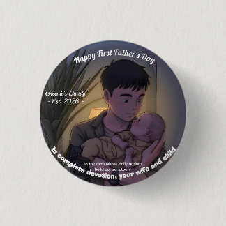 Badge Rond 2,50 Cm Première soirée animée de la fête des pères