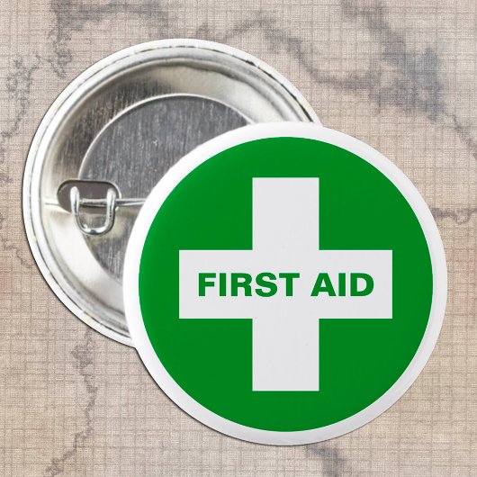 Badge Rond 2,50 Cm Premiers secours (Croix Blanche) - Ambulance, Aide