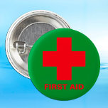 Badge Rond 2,50 Cm Premiers soins (Croix) - Ambulance, docteur/champ<br><div class="desc">Boutons : aide médicale de premiers secours,  ambulance,  infirmière,  point d'aide (croix rouge sur champ vert/militaire extérieure)...  Vêtements,  bouton sacs. Personnaliser "Premiers soins" pour vos besoins.</div>