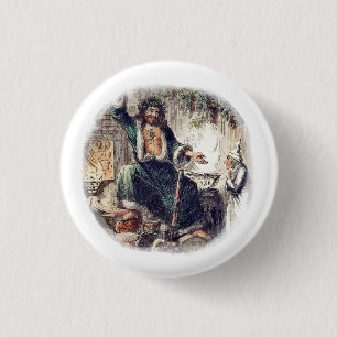 Badge Rond 2,50 Cm Présentation de Noël fantôme avec Scrooge