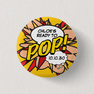 Badge Rond 2,50 Cm Prêt pour le Baby shower POP