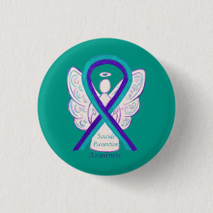 Badge Rond 2,50 Cm Prévention du suicide Sensibilisation Ruban Ange P
