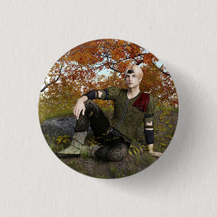 Badge Rond 2,50 Cm Prince de la forêt de fantaisie d'automne Portrait