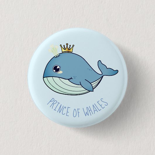 Badge Rond 2,50 Cm "Prince des Baleines" baleine kawaii (Devant)