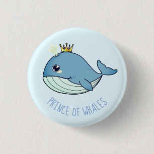 Badge Rond 2,50 Cm "Prince des Baleines" baleine kawaii