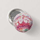 Badge Rond 2,50 Cm princesse d'anniversaire (Devant & derrière)