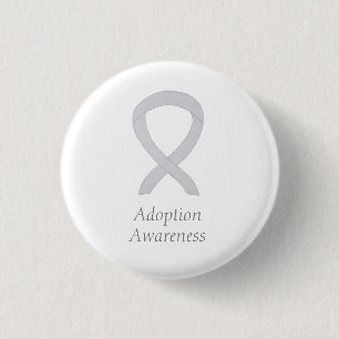 Badge Rond 2,50 Cm Prise de conscience de l'adoption White Ribbon Cus